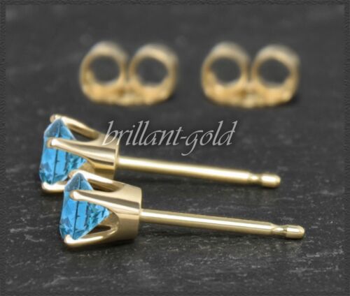 Ohrstecker in 585 Gold, aquamarin-blaue Topase 4, 5, 6, 7 mm, Gelbgold, Weißgold - Bild 5 von 16