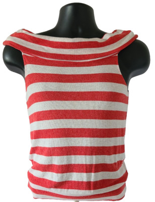 BORDEAUX Womens Top SIZE XS Off The Shoulder Sleeveless Striped Multicolor