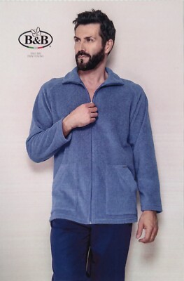 Herren Hausjacke Aus Warmem Fleece Und Viskose Made In Italy CREAZIONI B&B 46/62