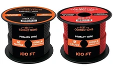 Best Connections 12 Gauge Car Audio Primary Wire 100 ft–2 Rolls Remote, Ground