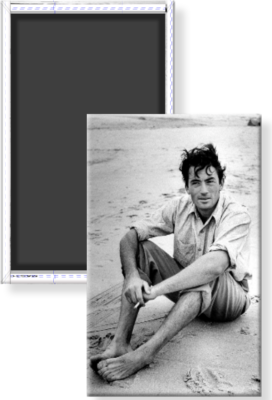 Gregory Peck Sitting on Beach Smoking Cigarette Fridge Refrigerator Magnet  2 x 3