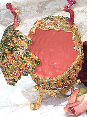 Christmas gift for women Faberge egg Jewelry box 24k GOLD 5ct Girlfriend gift 8''