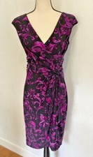 Chaps Ralph Lauren Women’s Sexy Dress Black & Purple Empire Waist Size Small