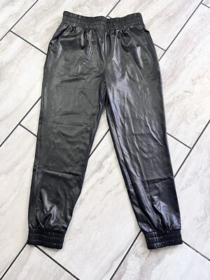 Junior s size medium black faux leather Sweet Palms jogger pants