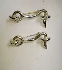 2  Vintage HAT PINS/ Brooches/Pins Pair of Hooks/Latches SILVER-Tone