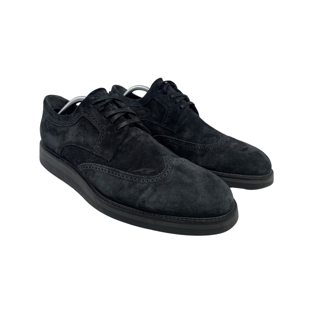 SAOLA Scarpe stringate Oxford Vince Pryce da uomo nere scamosciate a coda di rondine taglia 11M vendita al dettaglio $395