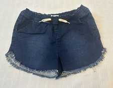 Hudson Girls Jean Shorts Dark Wash Stretch Denim Raw Edge Frayed Youth Large