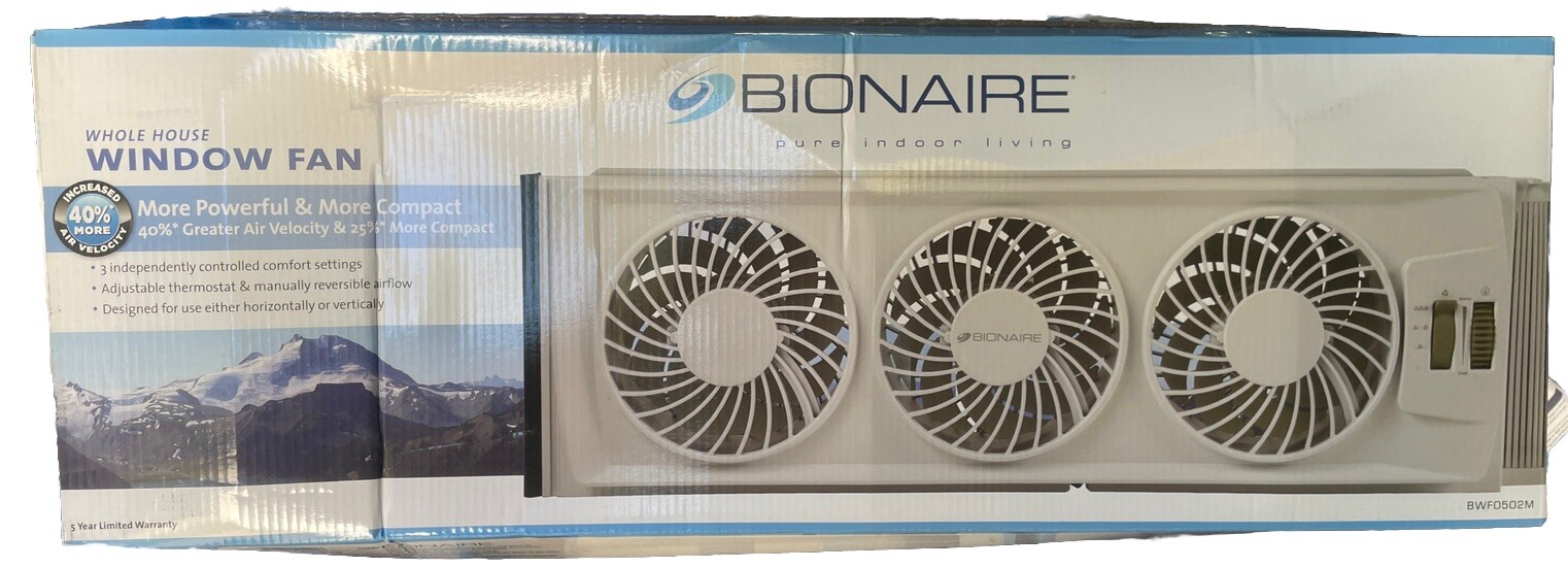 Bionaire BWF0502M Thin Compact Window Fan, 3 Blades, White New eBay