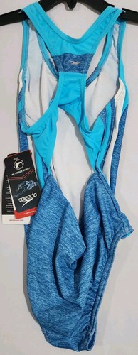 Speedo Girl's Color Block Infinity Splice Swimsuit Deep Sapphire Size 8 - Picture 2 of 3