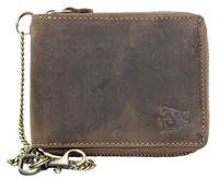 Strong Genuine Leather Wallet With Metal Zipper Around With Shark With Chain Strong Genuine Leather Wallet With Metal Zipper Around With Shark With Chain