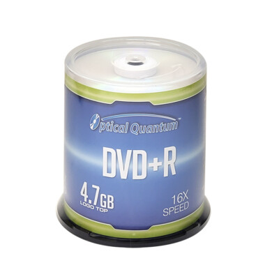 100 PC Optical Quantum 16X 4.7 GB DVD+R Logo Top Disc Blank Media OQDPR16LT-BX