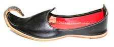 Men leather mojari Jutti Black Handmade Khussa flip flops Indian Style Punjabi
