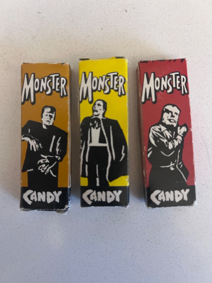 Lot of 3 Rare Monster Candy Boxes Wolfman Frankenstein Dracula