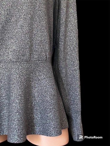 THALIA SODI Top Dressy Sweater Peplum Long Slv Gray Keyhole Women’s Sz XL - Picture 12 of 15