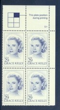 US 2749 Princess Grace Kelly of Monaco, Plate # Block/4, Mint NH