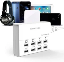 USB Charger, HITRENDS 8 Ports Charging Station 50W/10A Multi Port USB Charging