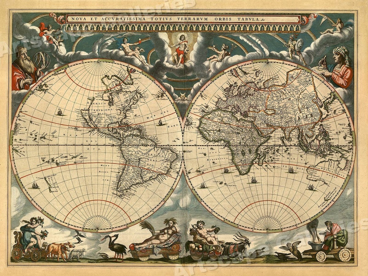 世界地図　OLD MAPS　Edition teNeues1990 1660s Old World Map Poster Nova Terrarum Orbis Tabula Historic