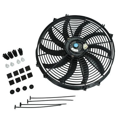 16'' 12V  ELECTRIC SLIM PUSH/PULL ENGINE COOLING/RADIATOR FAN+MOUNTING KIT(2x)