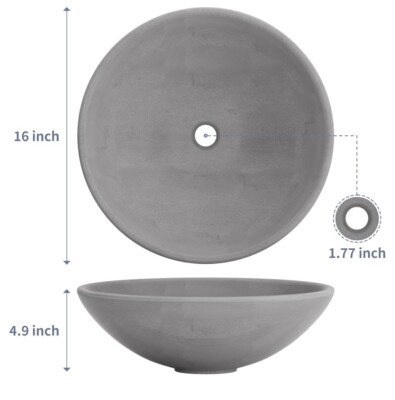 Vessel Sink 16  Bathroom Sink Modern Bathroom Vessel Sink Small Gray