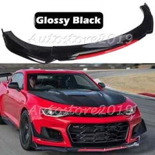 For Chevrolet Camaro SS Front Bumper Lip Splitter Spoiler Kit Glossy Black
