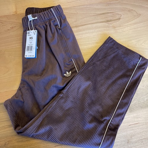 adidas Originals Women's Open Hem Corduroy Trefoil Pants II8083 Sz XS Brown NEW! - Picture 10 of 14