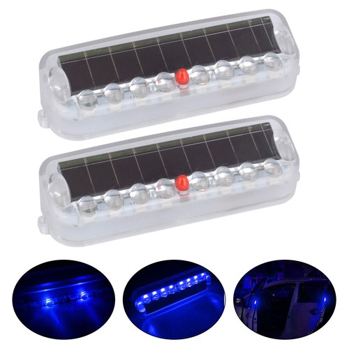 6PC Car Solar 10 LED Warning Security Anti-Theft Flashing Dummy Alarm Light Blue - Picture 11 of 13