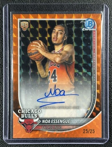 NOA ESSENGUE 2025-26 BOWMAN CHROME ROOKIE AUTO ORANGE GEOMETRIC REFRACTOR 25/25
