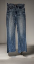 AYR Women's Jeans The Bomb Pop Straight Leg Raw Hem Hi Rise Blue Denim W24 USA