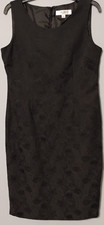 Jones Studio Sheath Dress Womens 10 Black Floral Pattern Lined Back Zip Slit S/L