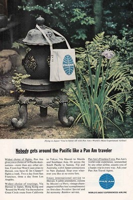 1963 Pan Am: Nobody Gets Around the Pacific Vintage Print Ad