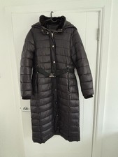 River Island Women’s Maxi Belted Puffer Coat Size 16 In Black