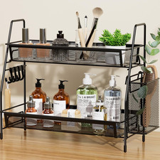 2 Tier Bathroom Countertop Organizer, Vanity Storage Shelf, Black  Bathroom Cou