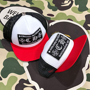 Cross Patch Red/White/Black Trucker Hat Mesh Back One Size