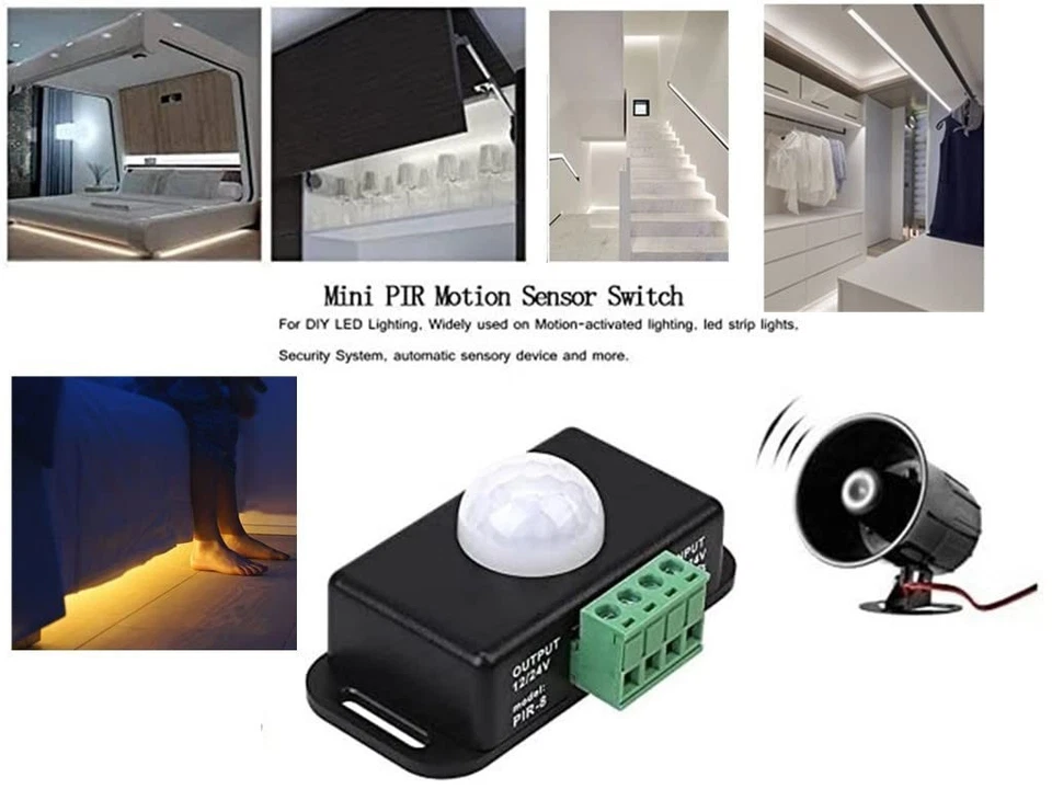 DC 12V 24V 6A Infrared PIR Motion Sensor Detector Switch Automatic Adjust Infrar - Image 2 of 4