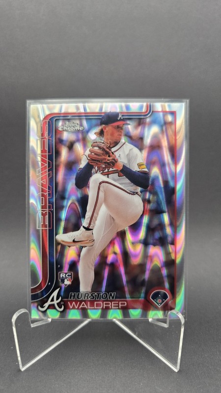 2025 Topps Chrome Hurston Waldrep RC RayWave Refractor Rookie #90 Braves