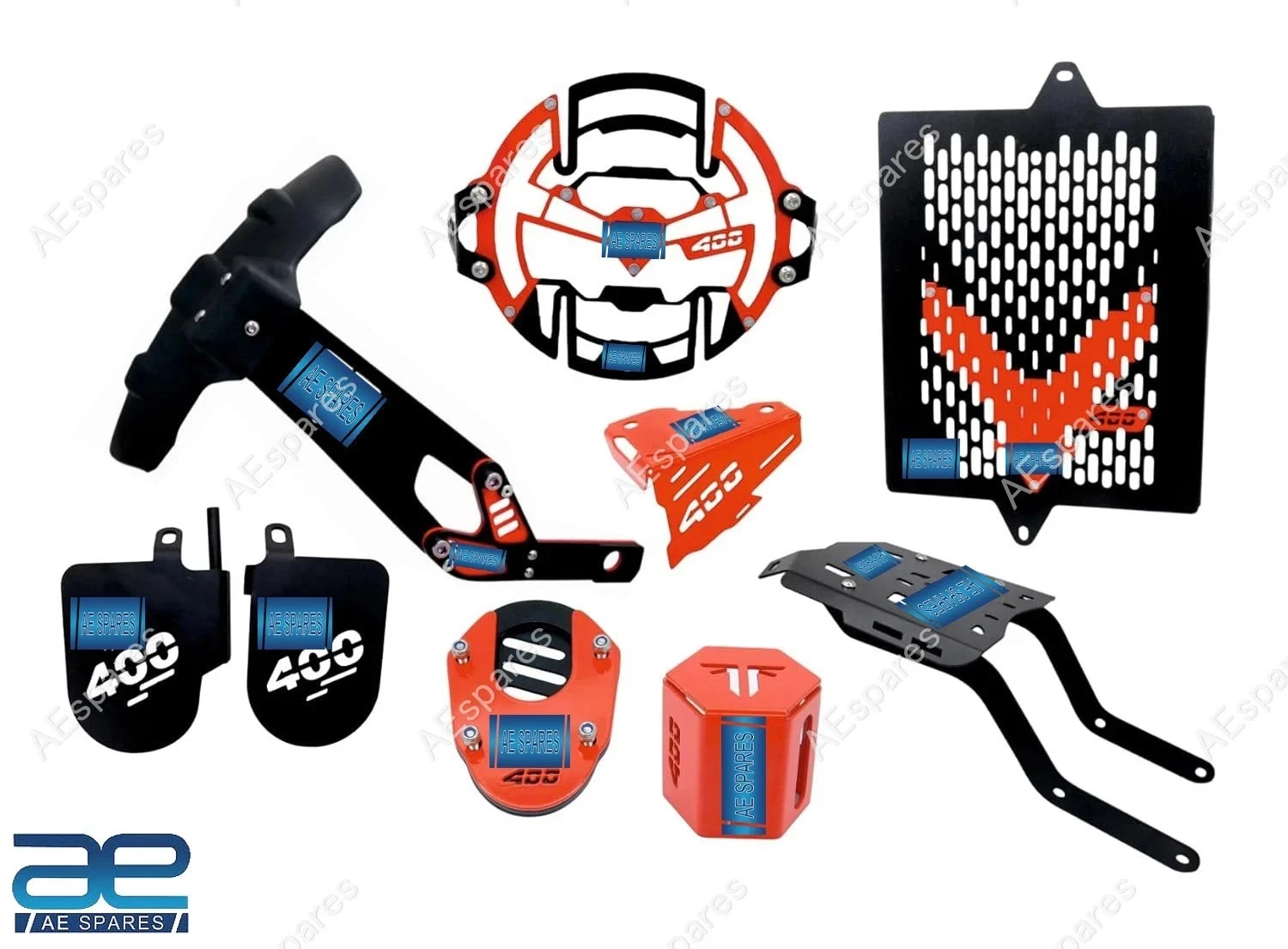 Protection Kit Accessories Combo 8 Pcs Black & Red for Triumph Speed 400
