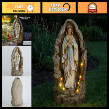 24" Solar Virgin Mary Statue - Our Lady of Lourdes Outdoor Garden Decor, Catholi