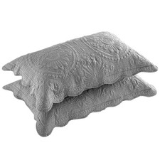 Grey Printing King Pillow Shams 2 PCS Quilted Cases 20x36 Inch Sleeping
