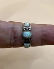 Vintage 925 Sterling Silver Three Stone Opal Ring / Size 8