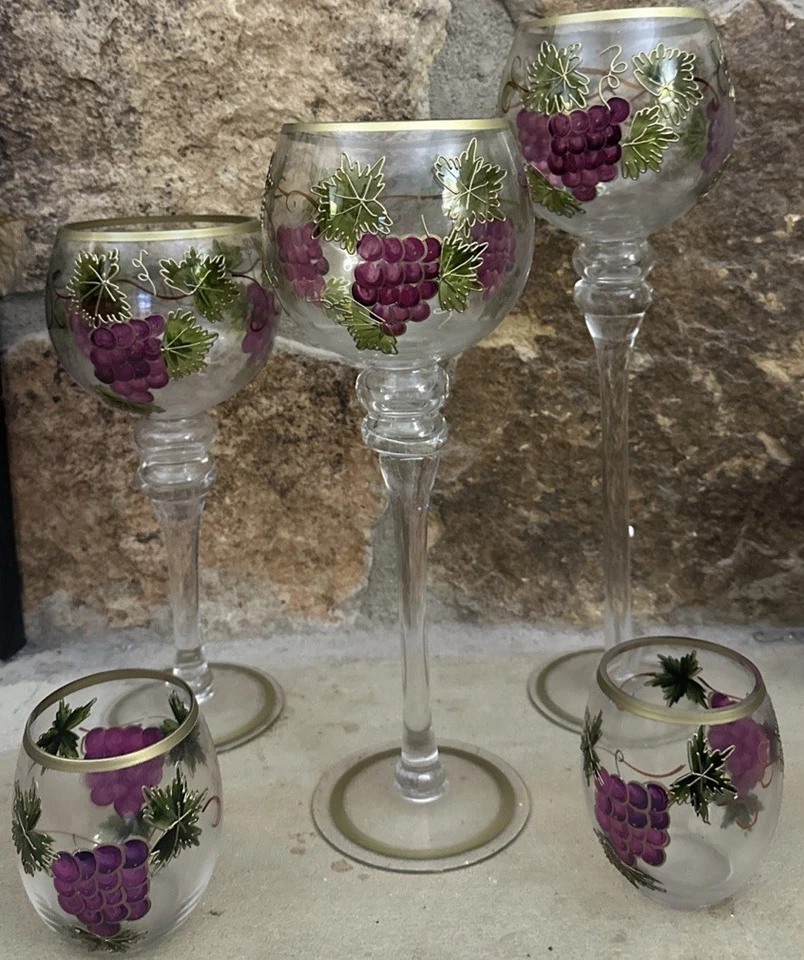 Juego de 3 candelabros de copa grandes y 2 candelabros votivos a juego para el hogar Foto 2 de 3