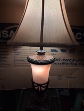 Dale Tiffany Shade Bronze Style Stained Glass Table Lamp Vintage Heavy Base