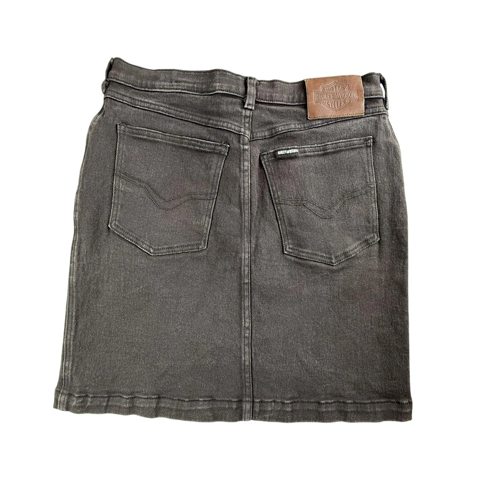 Falda Harley-Davidson vintage para mujer 14 denim elástica motociclista hecha en EE. UU. Foto 2 de 4