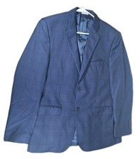 Ermenegildo Zegna Sport Coat 40 Blue Wool Italy Traveller Blazer Saks Plaid Slim