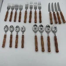 Old Homestead Flatware Lot of 20 Pieces Wood Handle 5-piece Service for 4 Taiwan