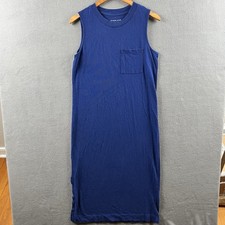 Everlane Long Weekend Dress Small Blue Shirt Sleeveless Pocket Cotton Tank