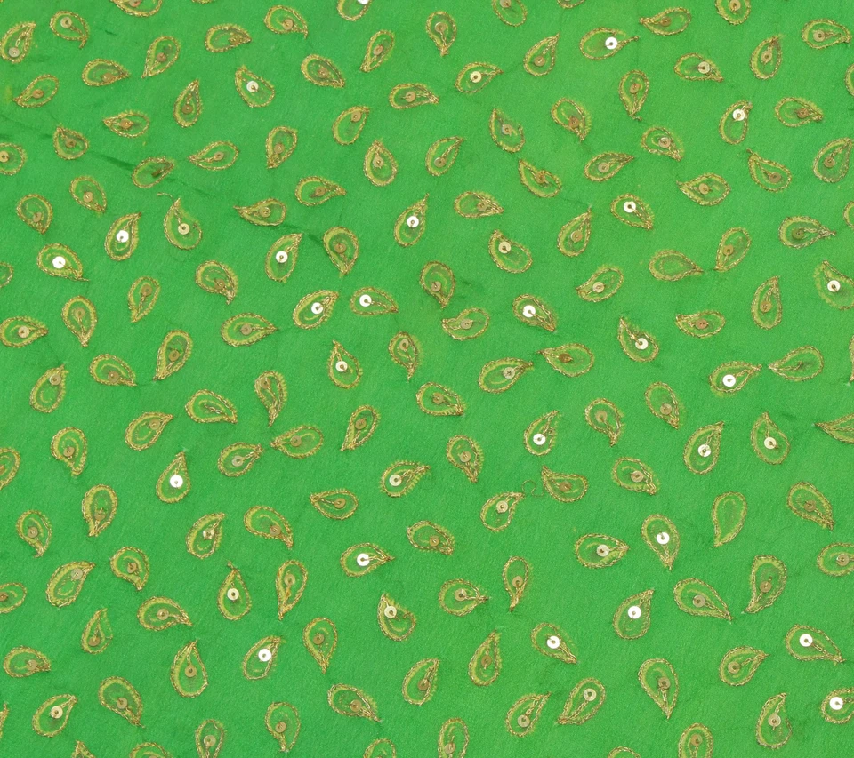 Sushila Vintage Green Indian Scrap Dupatta Blend Silk Printed Long Stole Veil - Image 4 of 4