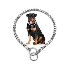 Slip P Chain Choker Collar for Large Dogs, Silver Metal Training Link Marting...