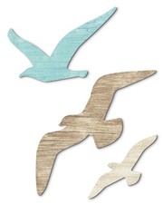 3pcs Wood Seagull Wall Decor Wooden Beach Wall Decor Coastal Theme Wall Art S...
