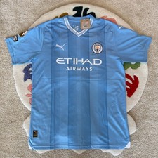 Puma Manchester City 2023-24 Haaland 9 Home Jersey Sky Blue Mens Size Large