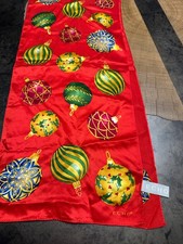 Vintage Echo 100 Silk Scarf Christmas Ornaments 11" x 50"